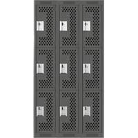 Casiers Clean Line, 3 niveaux, Bloc de 3, 36" x 12" x 72", Acier, Charbon, Rivet (assembl&eacute;), Perfor&eacute; Nia-Chem Ltd.