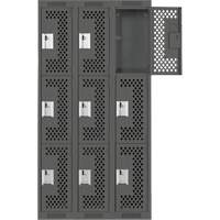 Casiers Clean Line, 3 niveaux, Bloc de 3, 36" x 12" x 72", Acier, Charbon, Rivet (assembl&eacute;), Perfor&eacute; Nia-Chem Ltd.