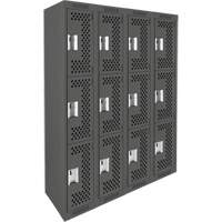 Casiers Clean Line, 3 niveaux, Bloc de 4, 48" x 12" x 72", Acier, Charbon, Rivet (assembl&eacute;), Perfor&eacute; Nia-Chem Ltd.