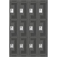 Casiers Clean Line, 3 niveaux, Bloc de 4, 48" x 12" x 72", Acier, Charbon, Rivet (assembl&eacute;), Perfor&eacute; Nia-Chem Ltd.