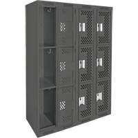 Casiers Clean Line, 3 niveaux, Bloc de 4, 48" x 12" x 72", Acier, Charbon, Rivet (assembl&eacute;), Perfor&eacute; Nia-Chem Ltd.
