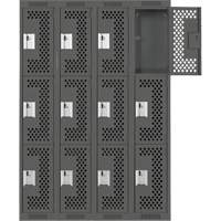 Casiers Clean Line, 3 niveaux, Bloc de 4, 48" x 12" x 72", Acier, Charbon, Rivet (assembl&eacute;), Perfor&eacute; Nia-Chem Ltd.