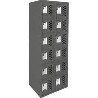 Assembled Lockerettes Clean Line Perforated Economy Lockers, 6 -tier, Bank of 2, 18" x 72" x 12", Steel Nia-Chem Ltd.