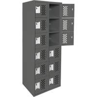 Assembled Lockerettes Clean Line Perforated Economy Lockers, 6 -tier, Bank of 2, 18" x 72" x 12", Steel Nia-Chem Ltd.