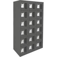 Assembled Lockerettes Clean Line Perforated Economy Lockers, 6 -tier, Bank of 3, 18" x 72" x 12", Steel Nia-Chem Ltd.