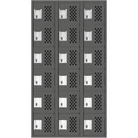 Assembled Lockerettes Clean Line Perforated Economy Lockers, 6 -tier, Bank of 3, 18" x 72" x 12", Steel Nia-Chem Ltd.