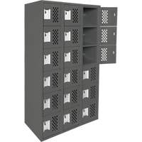 Assembled Lockerettes Clean Line Perforated Economy Lockers, 6 -tier, Bank of 3, 18" x 72" x 12", Steel Nia-Chem Ltd.