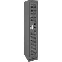 Clean Line Lockers, 12" x 15" x 76", Steel, Charcoal, Rivet (Assembled), Perforated Nia-Chem Ltd.