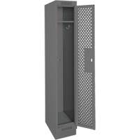 Clean Line Lockers, 12" x 15" x 76", Steel, Charcoal, Rivet (Assembled), Perforated Nia-Chem Ltd.