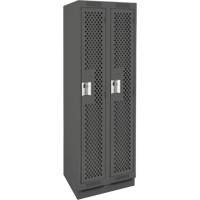 Clean Line Lockers, Bank of 2, 24" x 15" x 76", Steel, Charcoal, Rivet (Assembled), Perforated Nia-Chem Ltd.