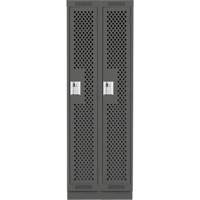Clean Line Lockers, Bank of 2, 24" x 15" x 76", Steel, Charcoal, Rivet (Assembled), Perforated Nia-Chem Ltd.