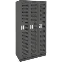 Clean Line Lockers, Bank of 3, 36" x 15" x 76", Steel, Charcoal, Rivet (Assembled), Perforated Nia-Chem Ltd.