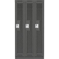 Clean Line Lockers, Bank of 3, 36" x 15" x 76", Steel, Charcoal, Rivet (Assembled), Perforated Nia-Chem Ltd.