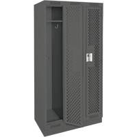 Clean Line Lockers, Bank of 3, 36" x 15" x 76", Steel, Charcoal, Rivet (Assembled), Perforated Nia-Chem Ltd.
