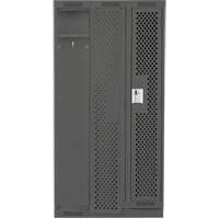 Clean Line Lockers, Bank of 3, 36" x 15" x 76", Steel, Charcoal, Rivet (Assembled), Perforated Nia-Chem Ltd.