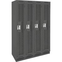 Clean Line Lockers, Bank of 4, 48" x 15" x 76", Steel, Charcoal, Rivet (Assembled), Perforated Nia-Chem Ltd.