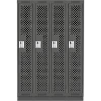 Clean Line Lockers, Bank of 4, 48" x 15" x 76", Steel, Charcoal, Rivet (Assembled), Perforated Nia-Chem Ltd.