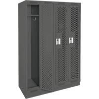 Clean Line Lockers, Bank of 4, 48" x 15" x 76", Steel, Charcoal, Rivet (Assembled), Perforated Nia-Chem Ltd.