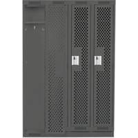 Clean Line Lockers, Bank of 4, 48" x 15" x 76", Steel, Charcoal, Rivet (Assembled), Perforated Nia-Chem Ltd.