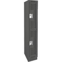 Clean Line Lockers, 2 -tier, 12" x 15" x 76", Steel, Charcoal, Rivet (Assembled), Perforated Nia-Chem Ltd.
