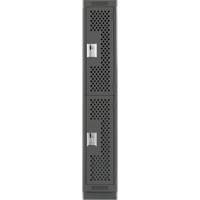 Clean Line Lockers, 2 -tier, 12" x 15" x 76", Steel, Charcoal, Rivet (Assembled), Perforated Nia-Chem Ltd.
