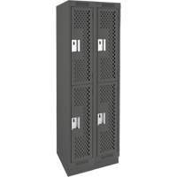 Clean Line Lockers, 2 -tier, Bank of 2, 24" x 15" x 76", Steel, Charcoal, Rivet (Assembled), Perforated Nia-Chem Ltd.