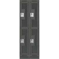 Clean Line Lockers, 2 -tier, Bank of 2, 24" x 15" x 76", Steel, Charcoal, Rivet (Assembled), Perforated Nia-Chem Ltd.