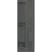 Clean Line Lockers, 2 -tier, Bank of 2, 24" x 15" x 76", Steel, Charcoal, Rivet (Assembled), Perforated Nia-Chem Ltd.