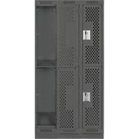 Clean Line Lockers, 2 -tier, Bank of 3, 36" x 15" x 76", Steel, Charcoal, Rivet (Assembled), Perforated Nia-Chem Ltd.