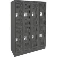 Clean Line Lockers, 2 -tier, Bank of 4, 48" x 15" x 76", Steel, Charcoal, Rivet (Assembled), Perforated Nia-Chem Ltd.