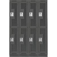 Clean Line Lockers, 2 -tier, Bank of 4, 48" x 15" x 76", Steel, Charcoal, Rivet (Assembled), Perforated Nia-Chem Ltd.