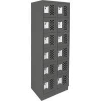 Assembled Lockerettes Clean Line Perforated Economy Lockers, 6 -tier, Bank of 2, 18" x 72" x 12", Steel Nia-Chem Ltd.