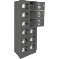 Assembled Lockerettes Clean Line Perforated Economy Lockers, 6 -tier, Bank of 2, 18" x 72" x 12", Steel Nia-Chem Ltd.