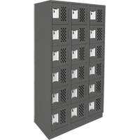 Assembled Lockerettes Clean Line Perforated Economy Lockers, 6 -tier, Bank of 3, 18" x 72" x 12", Steel Nia-Chem Ltd.