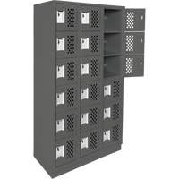 Assembled Lockerettes Clean Line Perforated Economy Lockers, 6 -tier, Bank of 3, 18" x 72" x 12", Steel Nia-Chem Ltd.