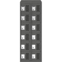 Assembled Lockerettes Clean Line Perforated Economy Lockers, 6 -tier, Bank of 2, 18" x 72" x 12", Steel Nia-Chem Ltd.