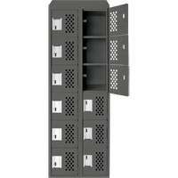 Assembled Lockerettes Clean Line Perforated Economy Lockers, 6 -tier, Bank of 2, 18" x 72" x 12", Steel Nia-Chem Ltd.