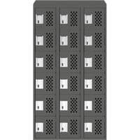 Assembled Lockerettes Clean Line Perforated Economy Lockers, 6 -tier, Bank of 3, 18" x 72" x 12", Steel Nia-Chem Ltd.