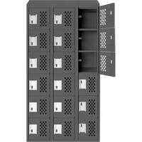 Assembled Lockerettes Clean Line Perforated Economy Lockers, 6 -tier, Bank of 3, 18" x 72" x 12", Steel Nia-Chem Ltd.