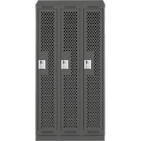 Clean Line Lockers, Bank of 3, 36" x 15" x 82", Steel, Charcoal, Rivet (Assembled), Perforated Nia-Chem Ltd.