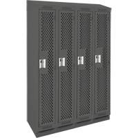 Clean Line Lockers, Bank of 4, 48" x 15" x 82", Steel, Charcoal, Rivet (Assembled), Perforated Nia-Chem Ltd.