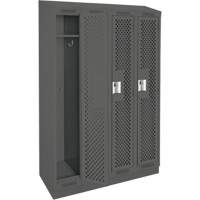 Clean Line Lockers, Bank of 4, 48" x 15" x 82", Steel, Charcoal, Rivet (Assembled), Perforated Nia-Chem Ltd.