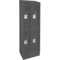 Casiers Clean Line, 2 niveaux, Bloc de 2, 24" x 12" x 82", Acier, Charbon, Rivet (assembl&eacute;), Perfor&eacute; Nia-Chem Ltd.