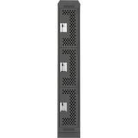 Clean Line Lockers, 3 -tier, 12" x 15" x 82", Steel, Charcoal, Rivet (Assembled), Perforated Nia-Chem Ltd.