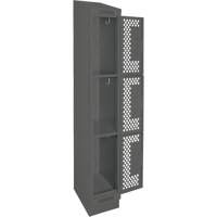 Clean Line Lockers, 3 -tier, 12" x 15" x 82", Steel, Charcoal, Rivet (Assembled), Perforated Nia-Chem Ltd.