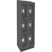 Clean Line Lockers, 3 -tier, Bank of 2, 24" x 18" x 82", Steel, Charcoal, Rivet (Assembled), Perforated Nia-Chem Ltd.