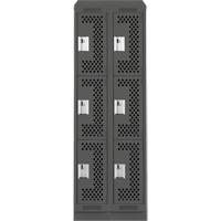 Clean Line Lockers, 3 -tier, Bank of 2, 24" x 18" x 82", Steel, Charcoal, Rivet (Assembled), Perforated Nia-Chem Ltd.