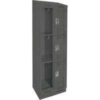 Clean Line Lockers, 3 -tier, Bank of 2, 24" x 18" x 82", Steel, Charcoal, Rivet (Assembled), Perforated Nia-Chem Ltd.