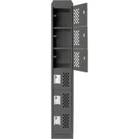 Assembled Lockerettes Clean Line Perforated Economy Lockers, 6 -tier, 18" x 72" x 12", Steel Nia-Chem Ltd.