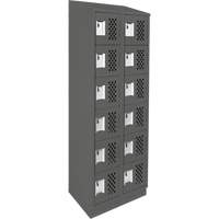 Assembled Lockerettes Clean Line Perforated Economy Lockers, 6 -tier, Bank of 2, 18" x 72" x 12", Steel Nia-Chem Ltd.